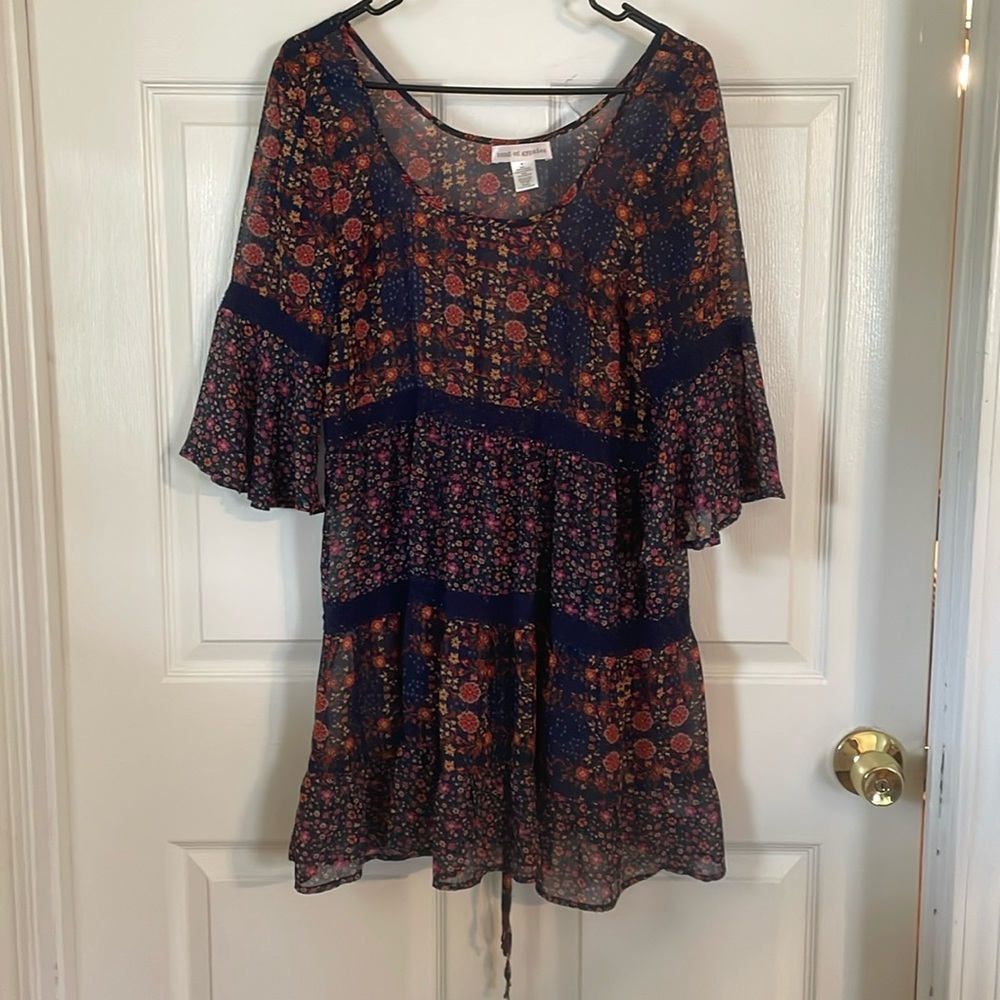 Hippie floral sun mini dress